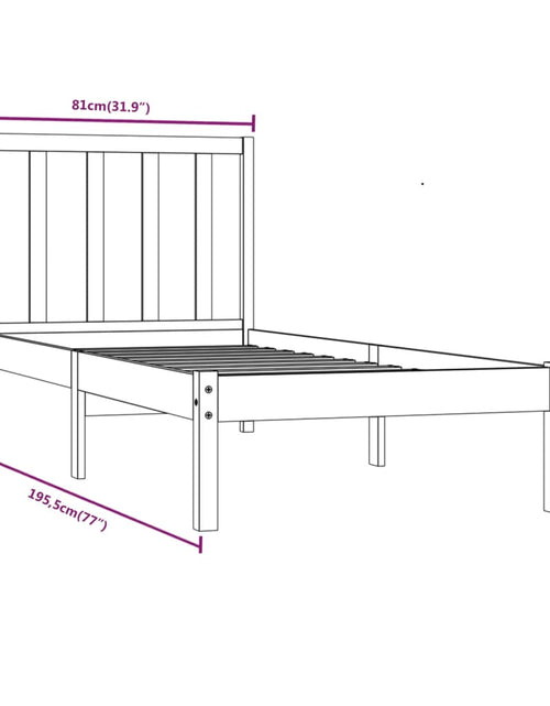Încărcați imaginea în vizualizatorul Galerie, Cadru de pat mic single, 75x190 cm, lemn masiv de pin - Lando
