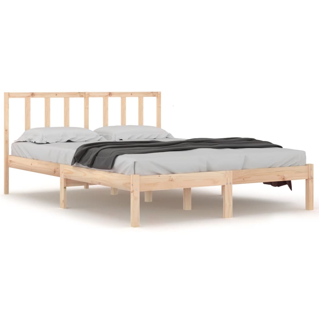 Cadru de pat dublu, 135x190 cm, lemn masiv de pin - Lando