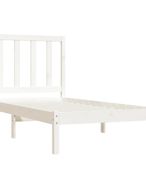 Încărcați imaginea în vizualizatorul Galerie, Cadru de pat mic single, alb, 75x190 cm, lemn masiv de pin - Lando
