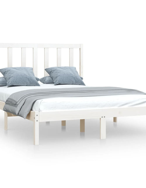 Încărcați imaginea în vizualizatorul Galerie, Cadru de pat mic dublu, alb, 120x190 cm, lemn masiv de pin - Lando
