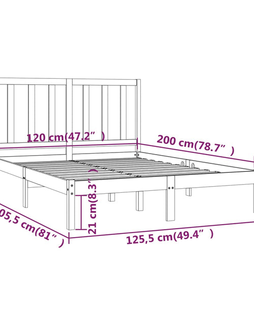Загрузите изображение в средство просмотра галереи, Cadru de pat, 120x200 cm, lemn masiv de pin - Lando
