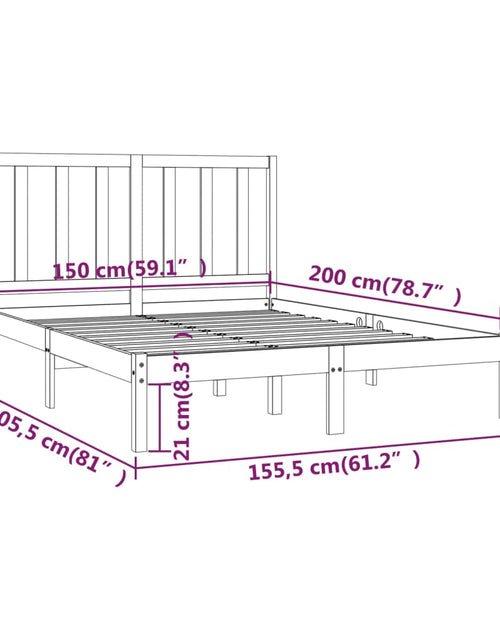 Încărcați imaginea în vizualizatorul Galerie, Cadru de pat King Size, gri, 150x200 cm, lemn masiv de pin - Lando
