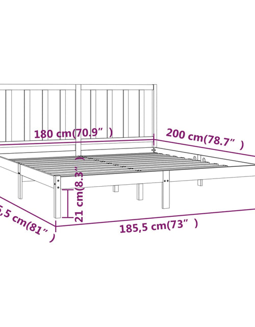 Încărcați imaginea în vizualizatorul Galerie, Cadru de pat Super King, gri, 180x200 cm, lemn masiv de pin - Lando
