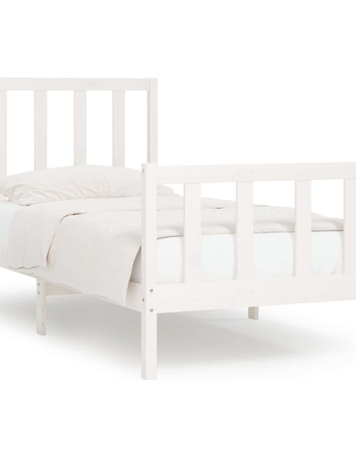 Încărcați imaginea în vizualizatorul Galerie, Cadru de pat mic single, alb, 75x190 cm, lemn masiv - Lando
