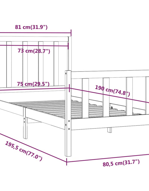 Загрузите изображение в средство просмотра галереи, Cadru de pat mic single, alb, 75x190 cm, lemn masiv - Lando

