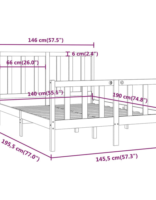 Încărcați imaginea în vizualizatorul Galerie, Cadru de pat, 140x190 cm, lemn masiv - Lando

