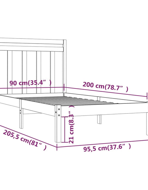Încărcați imaginea în vizualizatorul Galerie, Cadru de pat, gri, 90x200 cm, lemn masiv de pin - Lando
