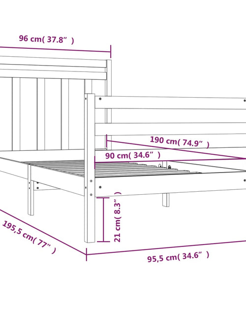 Încărcați imaginea în vizualizatorul Galerie, Cadru de pat single, 90x190 cm, lemn masiv - Lando
