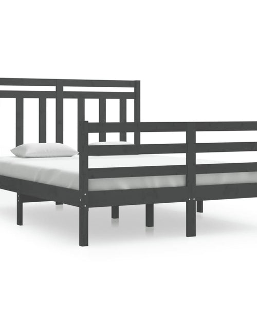 Încărcați imaginea în vizualizatorul Galerie, Cadru de pat dublu, gri, 135x190 cm, lemn masiv - Lando
