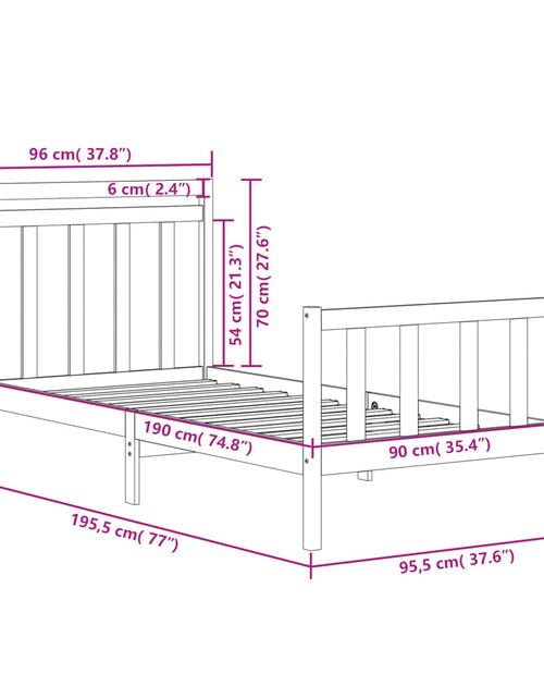 Încărcați imaginea în vizualizatorul Galerie, Cadru de pat single, 90x190 cm, lemn masiv - Lando

