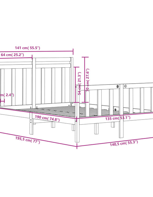 Загрузите изображение в средство просмотра галереи, Cadru de pat dublu, 135x190 cm, lemn masiv - Lando
