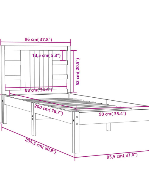 Încărcați imaginea în vizualizatorul Galerie, Cadru de pat, 90x200 cm, lemn masiv - Lando
