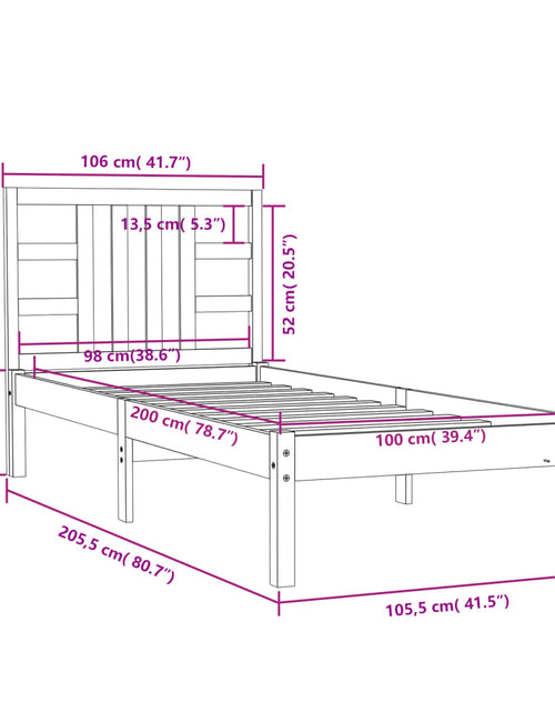 Загрузите изображение в средство просмотра галереи, Cadru de pat, negru, 100x200 cm, lemn masiv - Lando
