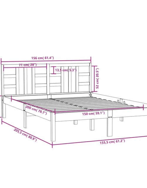 Încărcați imaginea în vizualizatorul Galerie, Cadru de pat King Size, alb, 150x200 cm, lemn masiv - Lando
