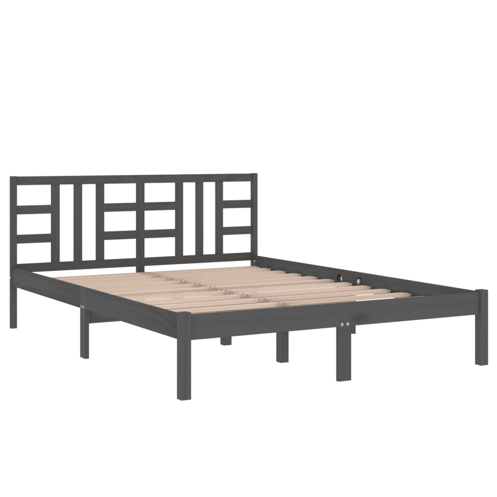 Cadru de pat, gri, 200x200 cm, lemn masiv - Lando