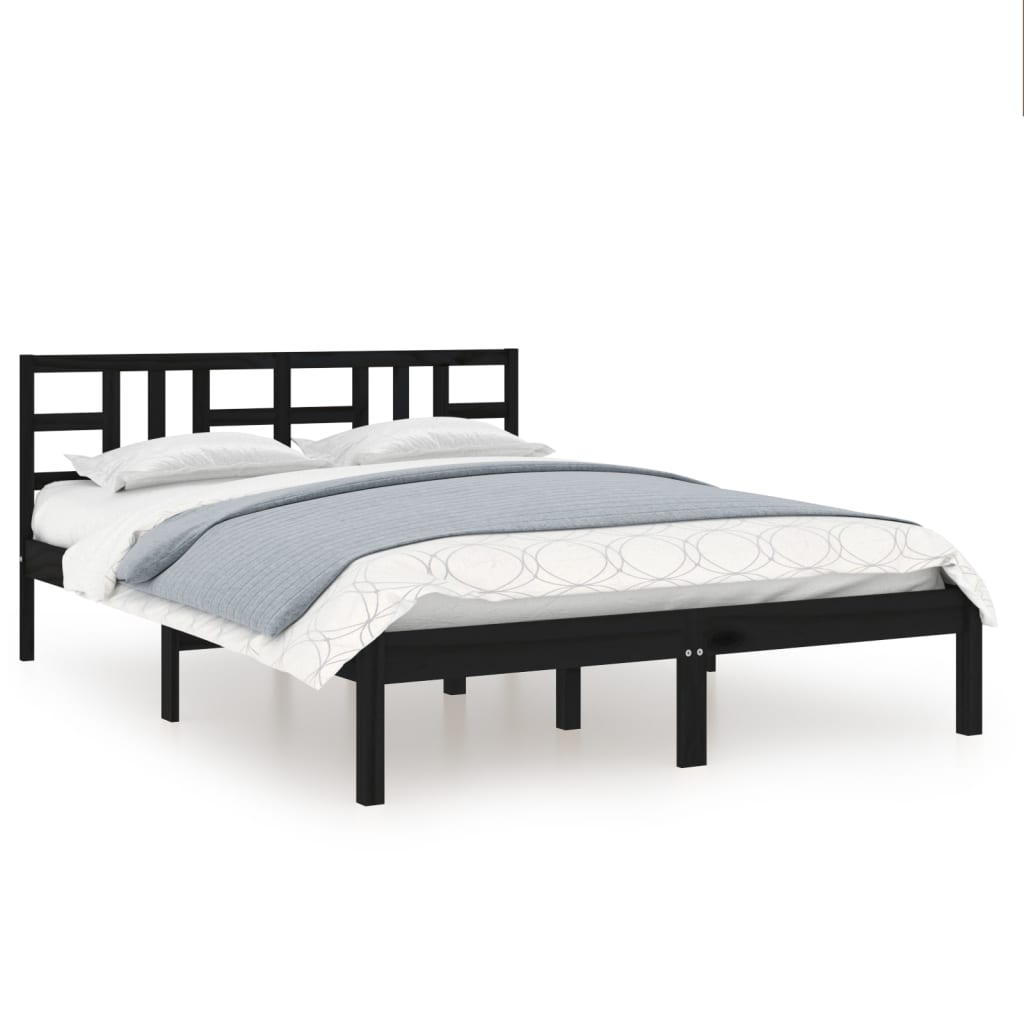 Cadru de pat, negru, 200x200 cm, lemn masiv - Lando