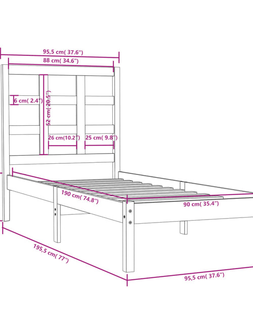 Încărcați imaginea în vizualizatorul Galerie, Cadru de pat single, 90x190 cm, lemn masiv - Lando
