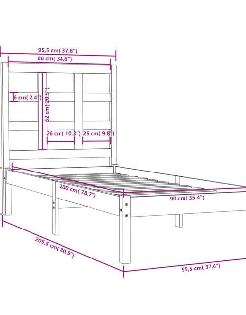 Încărcați imaginea în vizualizatorul Galerie, Cadru de pat, 90x200 cm, lemn masiv - Lando

