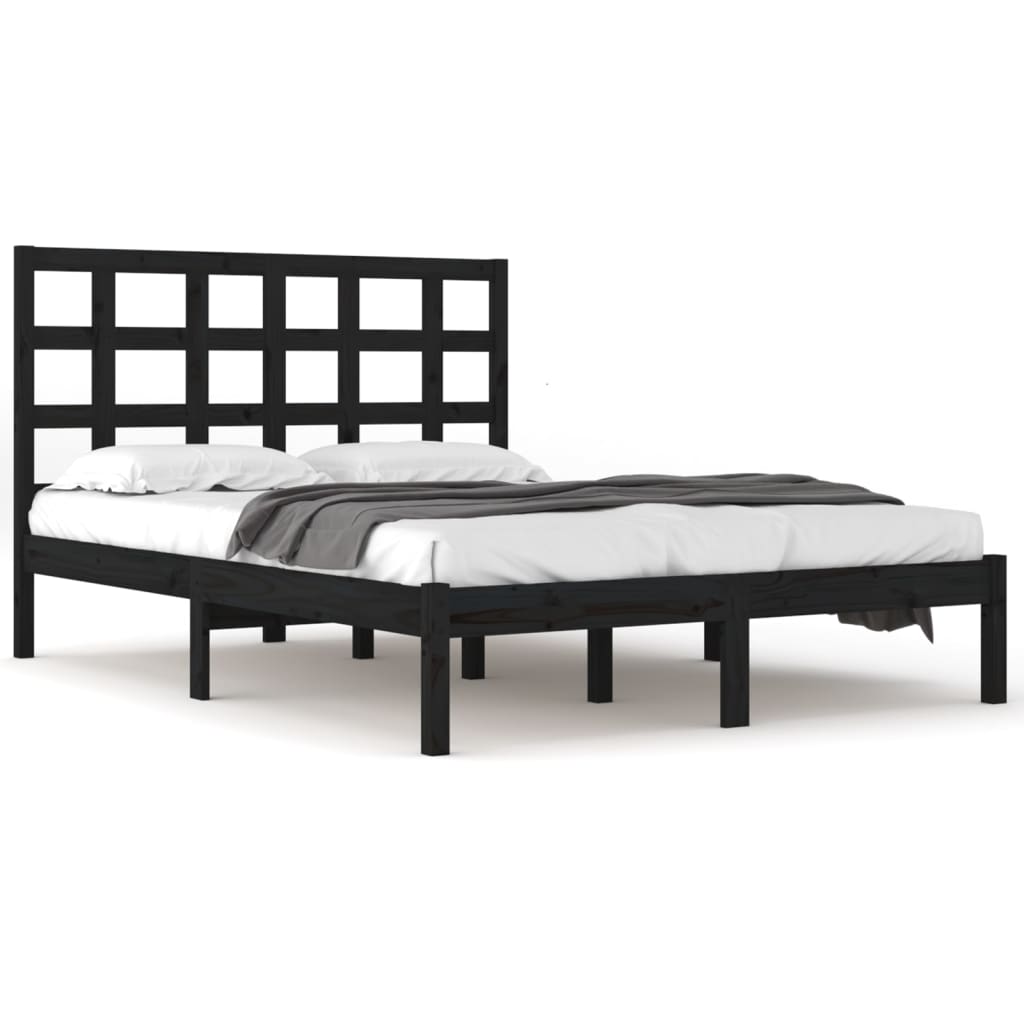 Cadru de pat, negru, 200x200 cm, lemn masiv - Lando