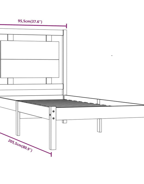Încărcați imaginea în vizualizatorul Galerie, Cadru de pat, 90x200 cm, lemn masiv - Lando
