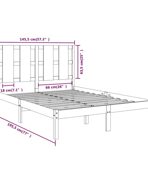 Загрузите изображение в средство просмотра галереи, Cadru de pat, negru, 140x190 cm, lemn masiv de pin - Lando
