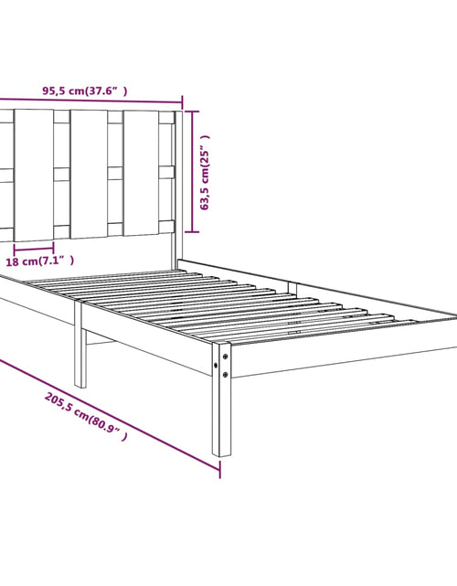 Încărcați imaginea în vizualizatorul Galerie, Cadru de pat, 90x200 cm, lemn masiv de pin - Lando
