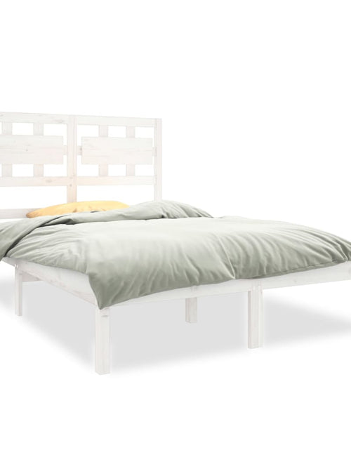 Încărcați imaginea în vizualizatorul Galerie, Cadru de pat dublu, alb, 135x190 cm, lemn masiv - Lando
