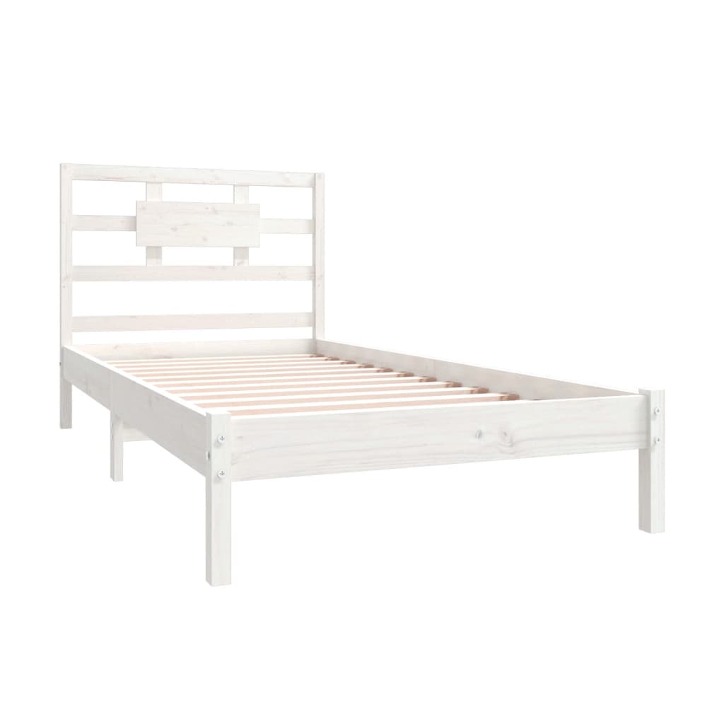 Cadru de pat, alb, 100x200 cm, lemn masiv - Lando