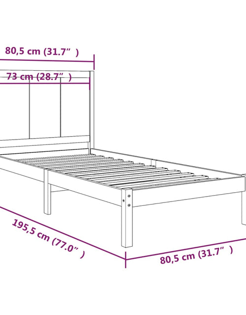 Încărcați imaginea în vizualizatorul Galerie, Cadru de pat mic single, 75x190 cm, lemn masiv de pin - Lando
