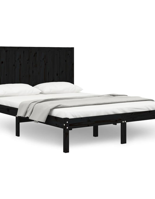 Încărcați imaginea în vizualizatorul Galerie, Cadru de pat, negru, 140x200 cm, lemn masiv de pin - Lando

