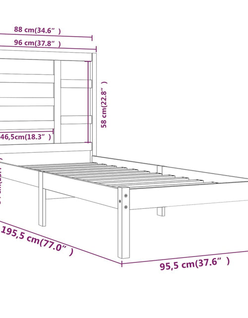 Загрузите изображение в средство просмотра галереи, Cadru de pat single, 90x190 cm, lemn masiv - Lando
