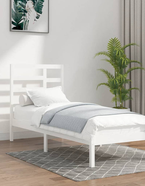 Încărcați imaginea în vizualizatorul Galerie, Cadru de pat single, alb, 90x190 cm, lemn masiv - Lando
