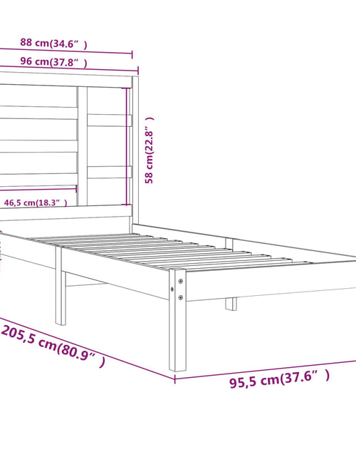 Încărcați imaginea în vizualizatorul Galerie, Cadru de pat, 90x200 cm, lemn masiv - Lando
