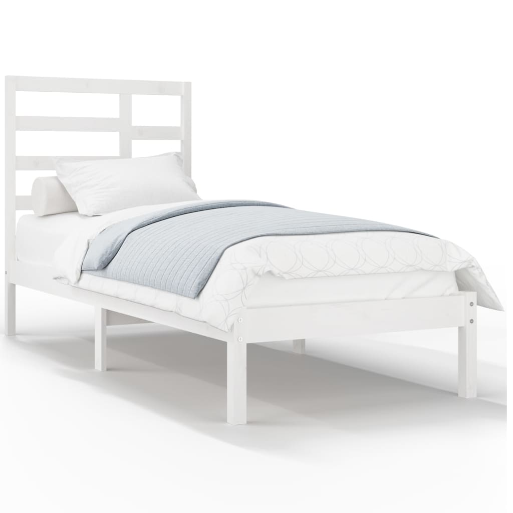 Cadru de pat, alb, 100x200 cm, lemn masiv - Lando
