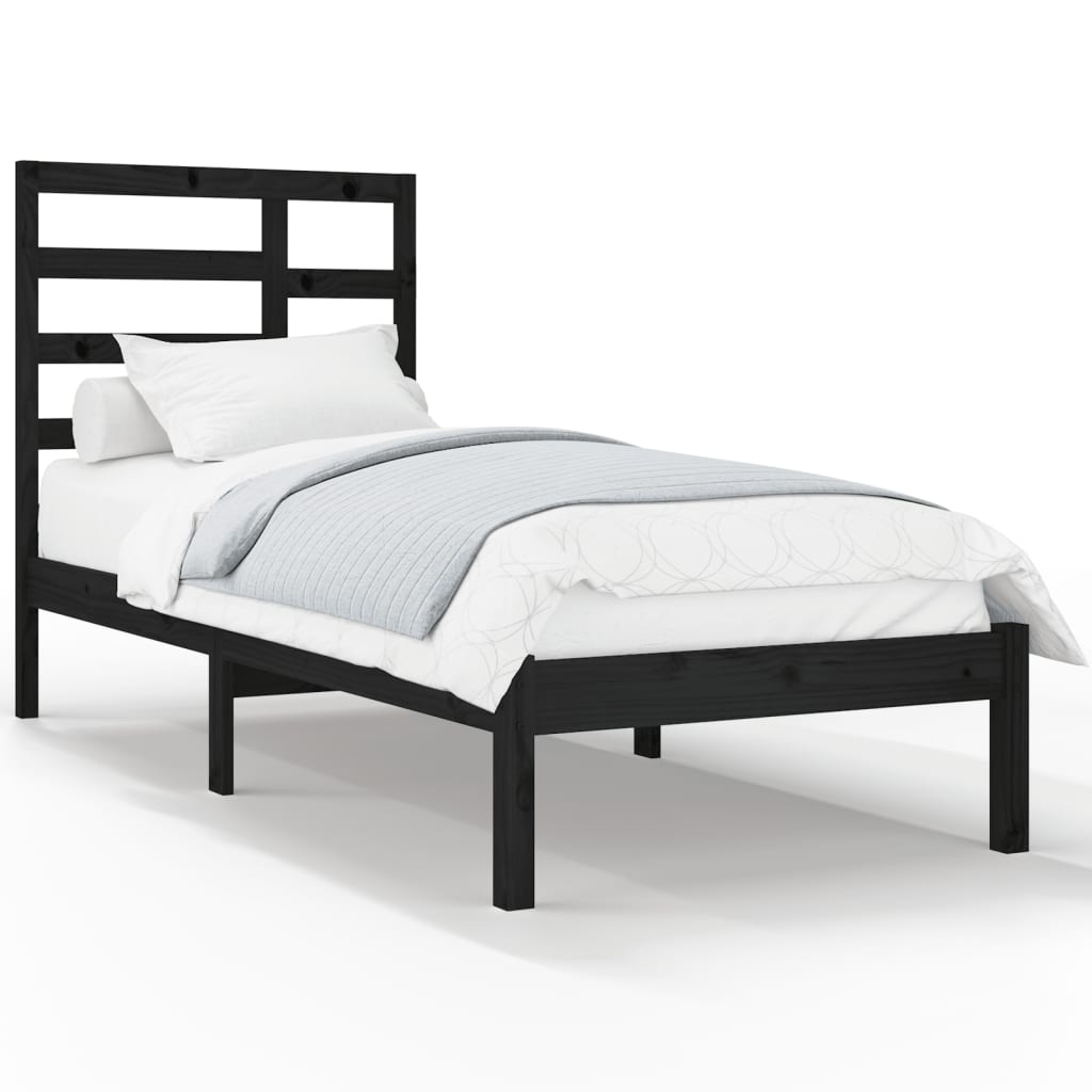 Cadru de pat, negru, 100x200 cm, lemn masiv - Lando