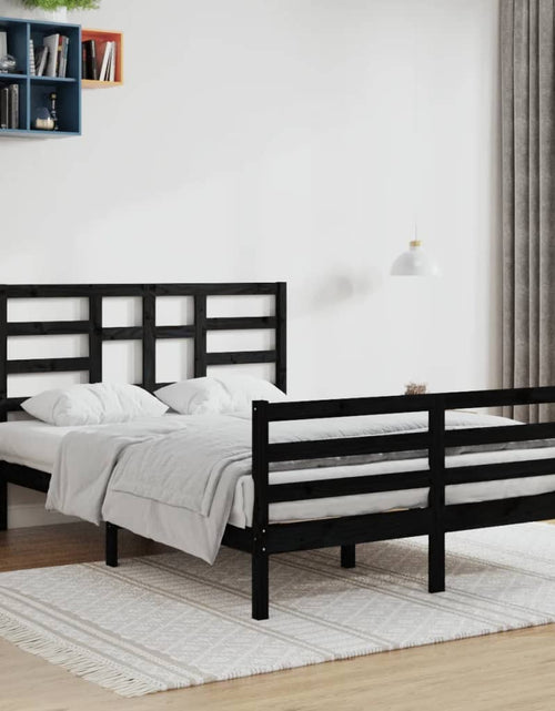 Încărcați imaginea în vizualizatorul Galerie, Cadru de pat, negru, 120x200 cm, lemn masiv - Lando
