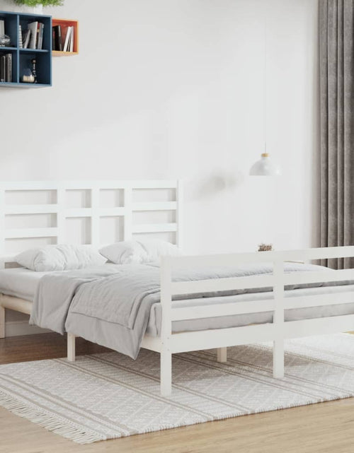 Încărcați imaginea în vizualizatorul Galerie, Cadru de pat, alb, 140x200 cm, lemn masiv
