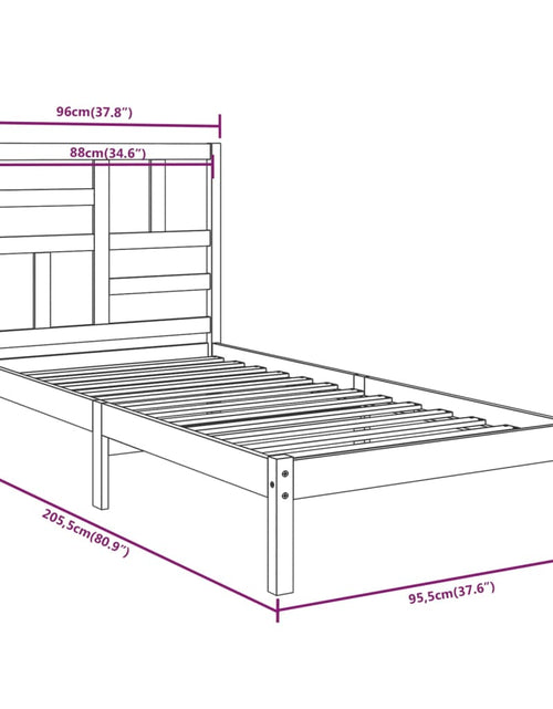 Încărcați imaginea în vizualizatorul Galerie, Cadru de pat, 90x200 cm, lemn masiv - Lando
