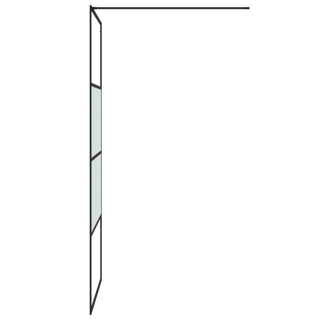 Perete cabină duș walk-in negru 90x195 cm sticlă ESG semi-mată - Lando