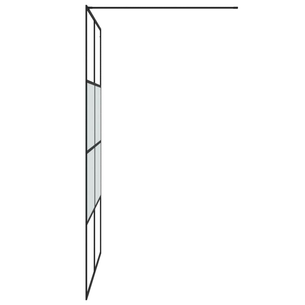 Perete cabină duș walk-in negru 140x195 cm sticlă ESG semi-mată - Lando