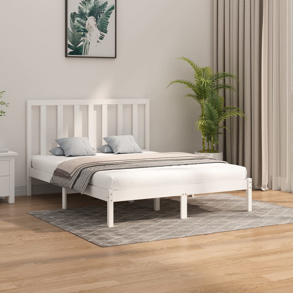 Cadru de pat, alb, 160x200 cm, lemn masiv - Lando