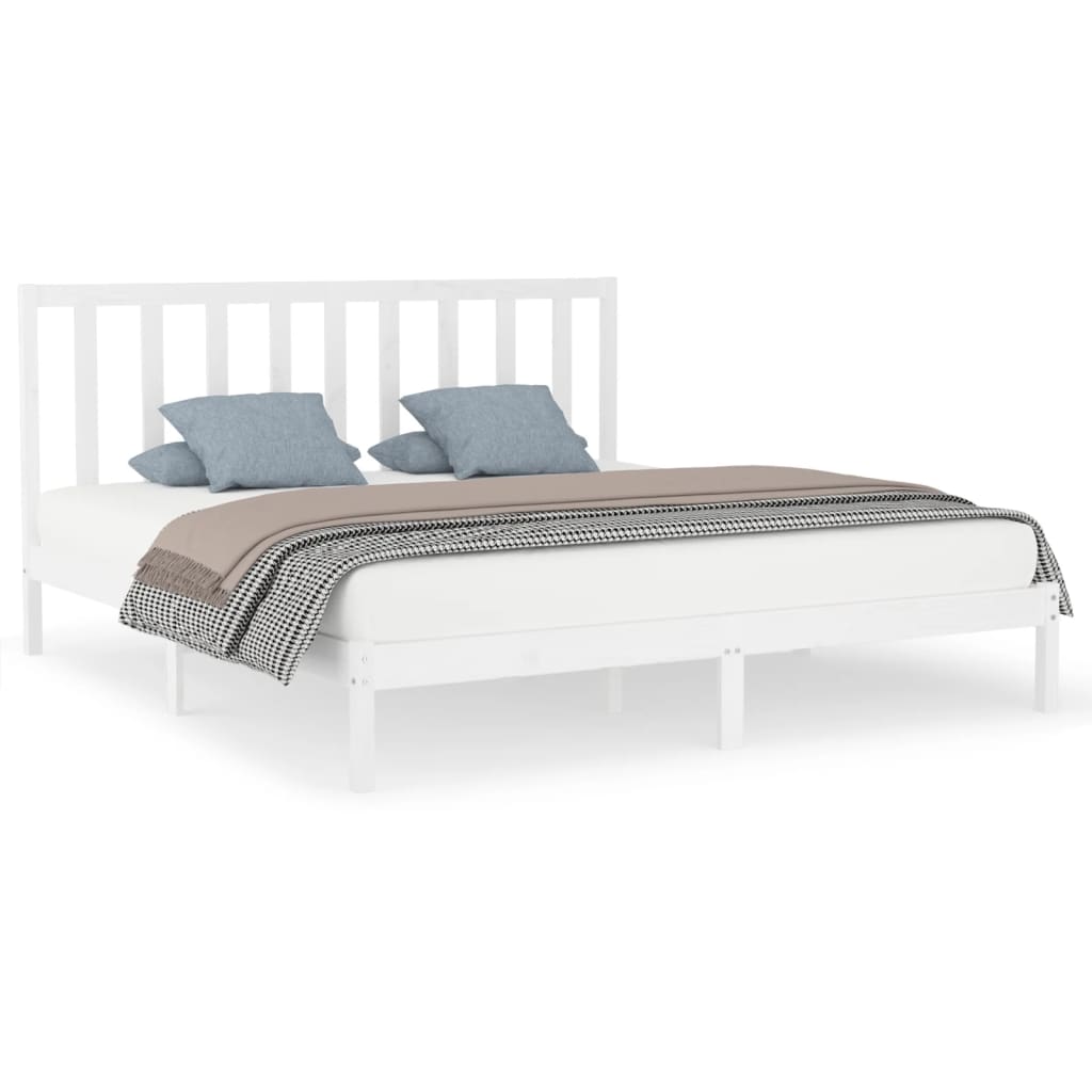 Cadru de pat, alb, 200x200 cm, lemn masiv - Lando