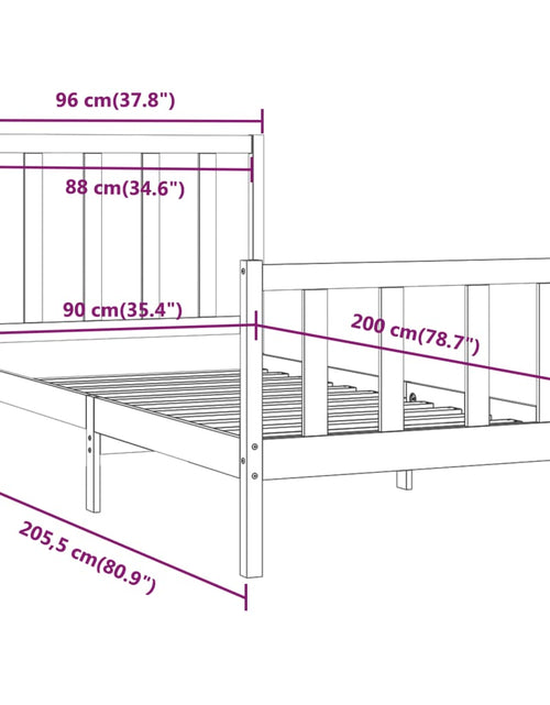 Загрузите изображение в средство просмотра галереи, Cadru de pat, 90x200 cm, lemn masiv - Lando
