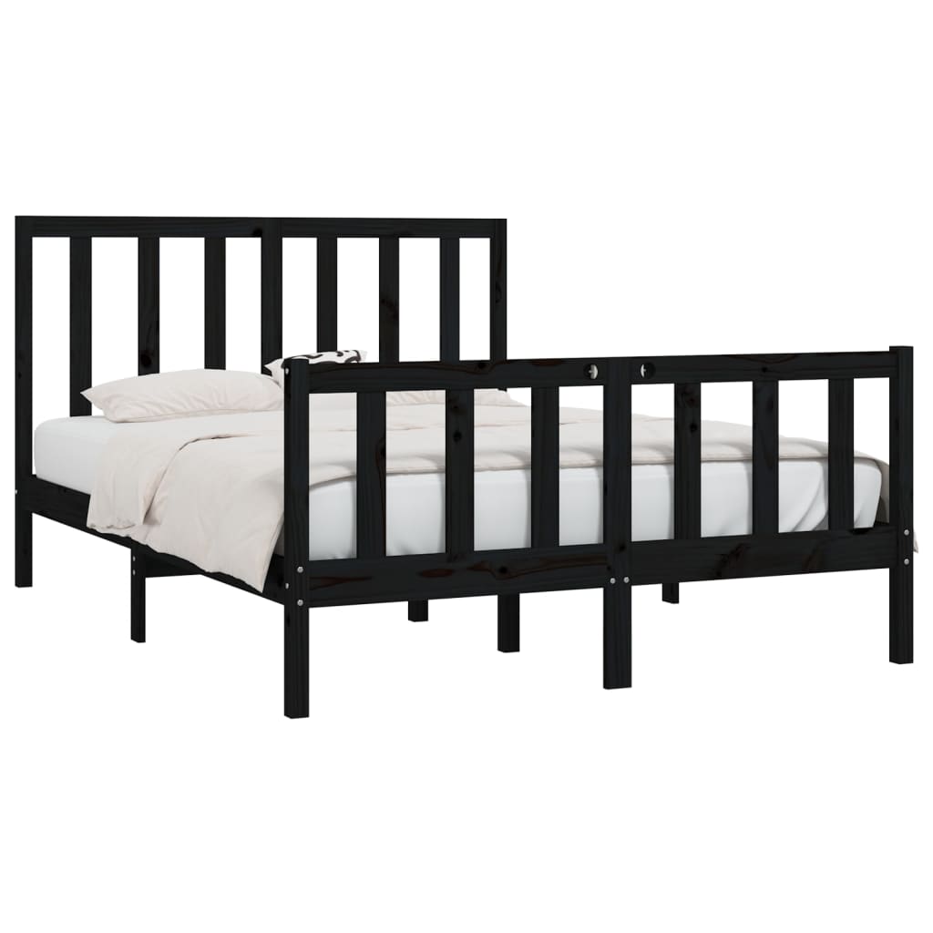 Cadru de pat, negru, 120x200 cm, lemn masiv - Lando