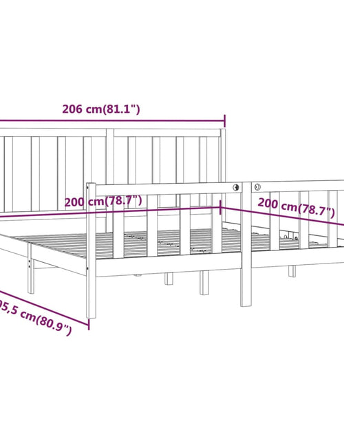 Încărcați imaginea în vizualizatorul Galerie, Cadru de pat, gri, 200x200 cm, lemn masiv - Lando

