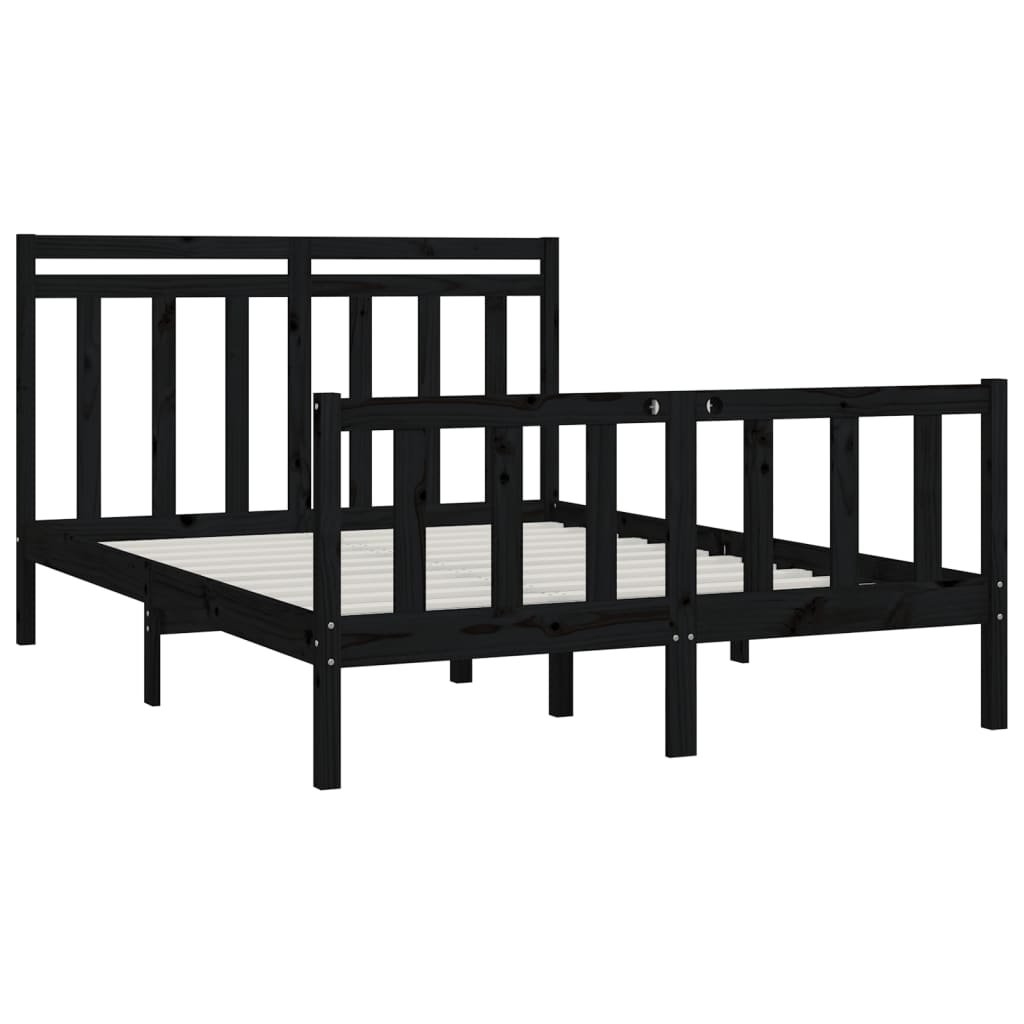 Cadru de pat, negru, 160x200 cm, lemn masiv de pin - Lando