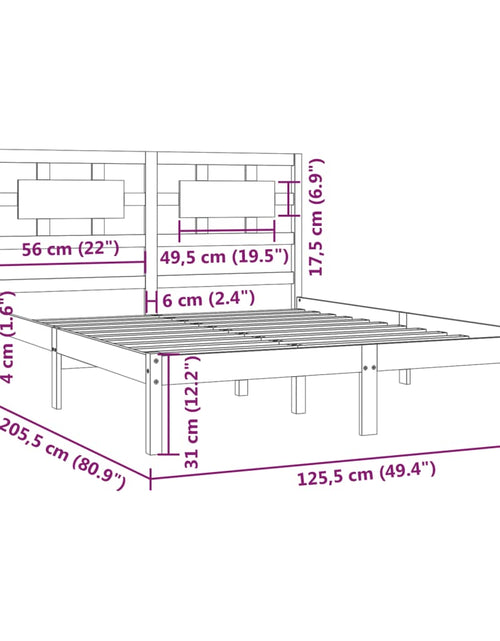 Загрузите изображение в средство просмотра галереи, Cadru de pat, gri, 120x200 cm, lemn masiv de pin - Lando
