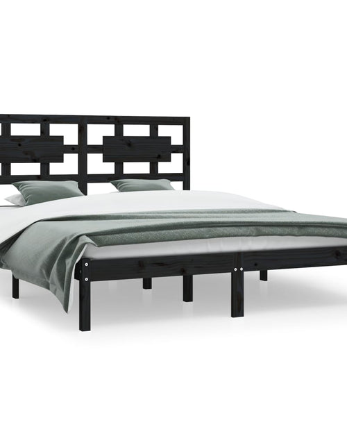 Încărcați imaginea în vizualizatorul Galerie, Cadru de pat, negru, 120x200 cm, lemn masiv de pin - Lando
