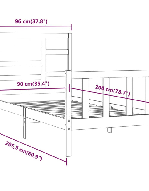 Загрузите изображение в средство просмотра галереи, Cadru de pat, 90x200 cm, lemn masiv de pin - Lando
