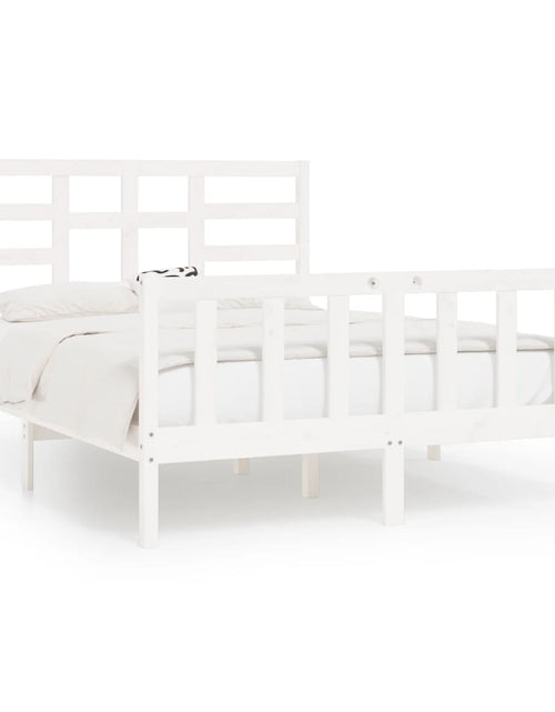 Încărcați imaginea în vizualizatorul Galerie, Cadru de pat, alb, 120x200 cm, lemn masiv de pin - Lando
